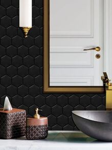 10片黑色六邊形即剝即貼瓷磚後擋板加厚設計 - 黑色 - 查看 7