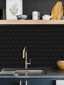 10片黑色六邊形即剝即貼瓷磚後擋板加厚設計 - 黑色 - 查看 8