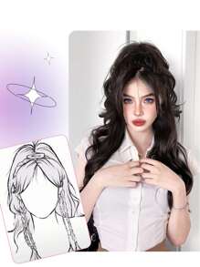 Múa Đen 14 Inch Ngắn Polyester Sợi tổng hợp Tóc đuôi gà Đối với phụ nữ - màu đen - Xem 4