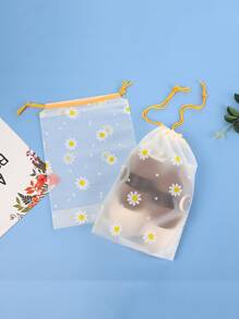 10pcs Daisy Pattern Drawstring Gift Bags,
