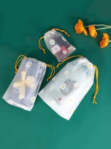 10pcs Daisy Pattern Drawstring Gift Bags,