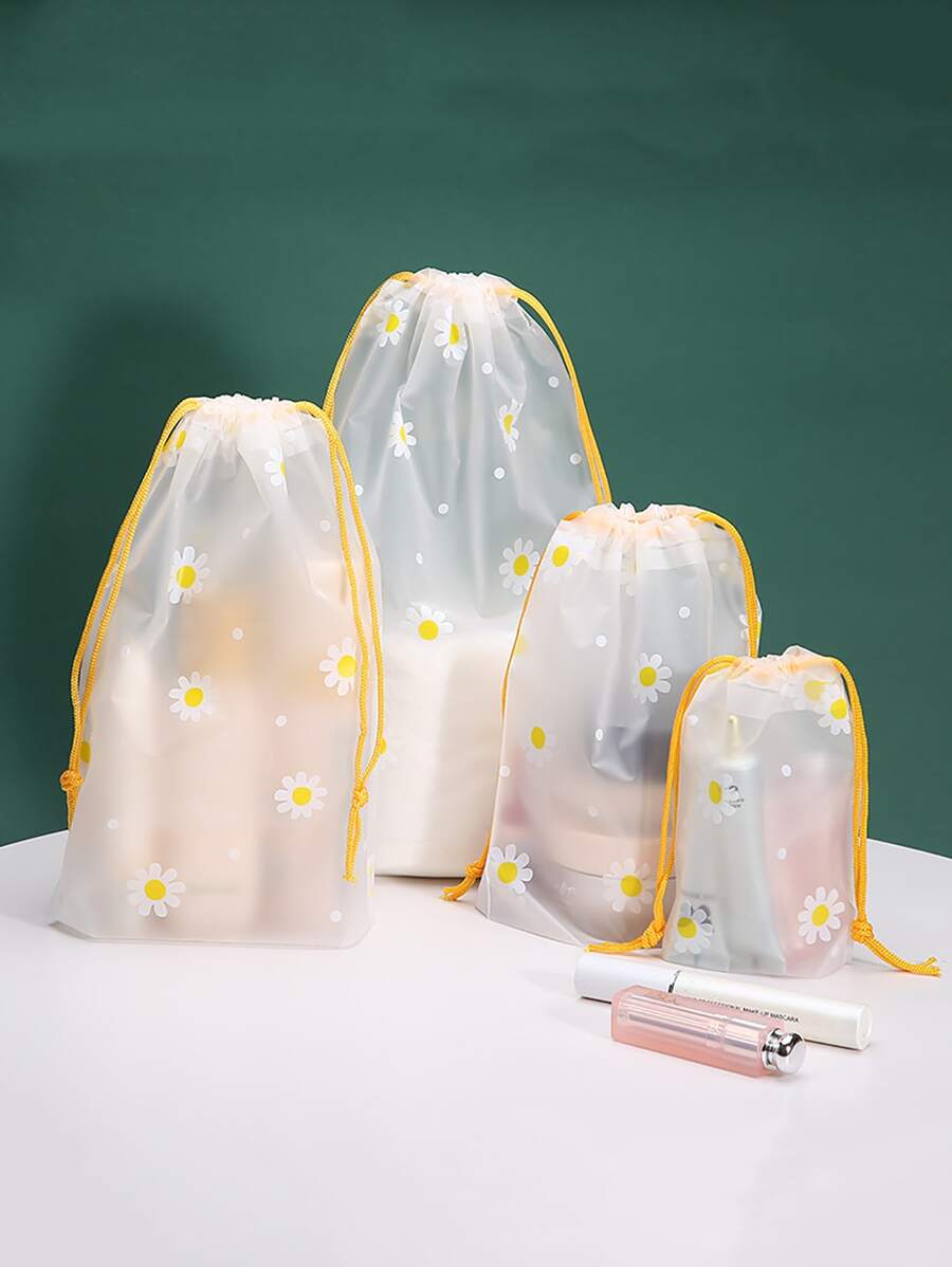 10pcs Daisy Pattern Drawstring Gift Bags,