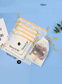 10pcs Daisy Pattern Drawstring Gift Bags,