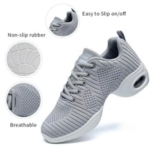 Women's Jazz Shoes Lace-up Sneakers - Breathable Air Cushion Lady Split Sole Athletic Walking Dance Shoes Platform