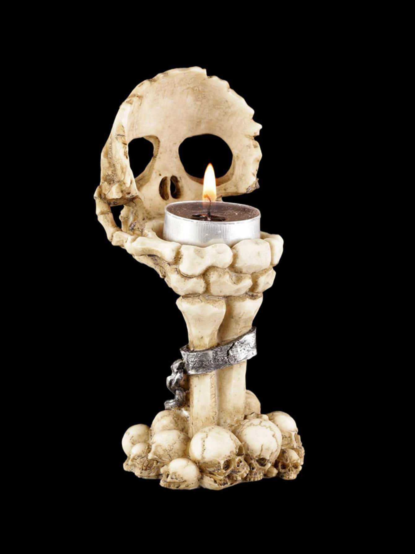 1pc Creative Skull Hand Candle Holder For Atmosphere Decoration - Yellow - View 1