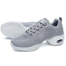 Women's Jazz Shoes Lace-up Sneakers - Breathable Air Cushion Lady Split Sole Athletic Walking Dance Shoes Platform