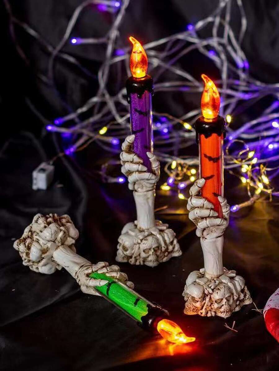 1pc Party Skull Hand Shaped Candle Holder, Party Decoration Creative