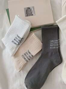 5pairs Women's Mid-calf Sporty Socks With Letter Decoration - Multicolor - View 6