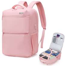 MAXTOP Travel Backpack for Women Carry On Backpack with USB Charging Port Water-Resistant Flight Approved College Backpacks Casual Daypack Bookbag Fit 15.6-Inch Laptop Pink - 粉色 - 查看 1