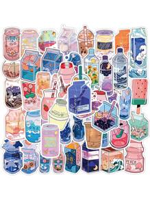 50入組卡通飲料瓶貼紙適用於行李,筆記本,吉他裝飾用品防水貼花 - 彩色 - 查看 3