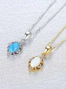 1入組魅力四射蛋白石吊墜項鍊適合女士S925純銀精細首飾類禮品