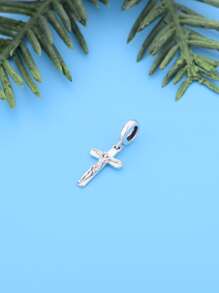 HuooNew 1pc Simple 925 Sterling Silver Crucifix Necklace Pendant Diy Anniversary Party Unisex Jewelry - Silver - View 2