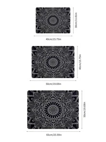 1入組TPR橡膠晾乾波西米亞曼陀羅圖案洗碗墊 - 黑色 - 查看 3