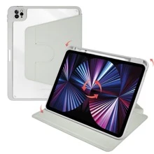 360 度旋转兼容 iPad Pro 1/2/3/4/5/6th Gen 11/12.9 英寸 Air4/5th 10th Gen 10.9 英寸 iPad 7/8/9th 10.2 英寸 iPad Air1/2 iPad 5/6th Gen 9.7 英寸保护套三折保护壳 - 灰色 - 查看 1