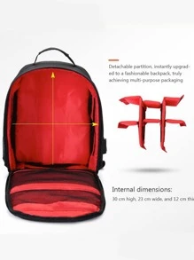 1 件户外休闲实用防水耐磨单反相机背包 - 酒紅色 - 查看 3