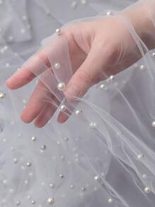 1 Vải Lưới Hình Thoi Màu Trắng Mềm Mại Cho Váy Cưới, Trang Phục Trang Trọng, Trang Trí Sân Khấu - trắng - Xem 4