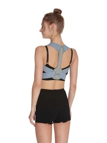 1pc Women's Adjustable Upper Back Support, Relieve Neck And Shoulder Pain - Comfortable Upright Back - Grey - View 4
