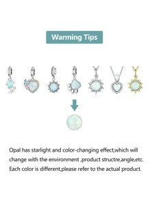 1入組魅力四射蛋白石吊墜項鍊適合女士S925純銀精細首飾類禮品