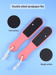 2入組木頭雙面脚板銼老繭難腳皮膚護理去除器修腳清潔工具 - 粉色 - 查看 3