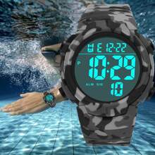 SYNOKE Reloj de hombres de camuflaje deportivo con grande esfera - Gris - Ver 2