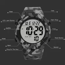SYNOKE Reloj de hombres de camuflaje deportivo con grande esfera - Gris - Ver 5