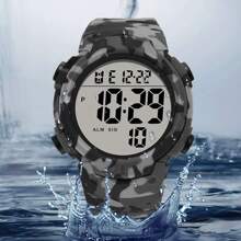 SYNOKE Reloj de hombres de camuflaje deportivo con grande esfera - Gris - Ver 6