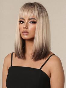 14 pulgadas de ombré marrón beto Pelucas para mujeres con hombro longitud pelo Peluca para mujeres - Multicolor - Ver 2