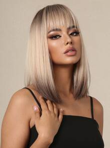 14 pulgadas de ombré marrón beto Pelucas para mujeres con hombro longitud pelo Peluca para mujeres - Multicolor - Ver 3