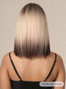 14 pulgadas de ombré marrón beto Pelucas para mujeres con hombro longitud pelo Peluca para mujeres - Multicolor - Ver 4