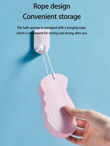 1入組家用的沐浴球適用於兒童,沐浴擦拭,後海綿適合男人及女人,柔軟的海綿身體去角質:死皮去除器淋浴刷適用於清潔 - 粉色 - 查看 4