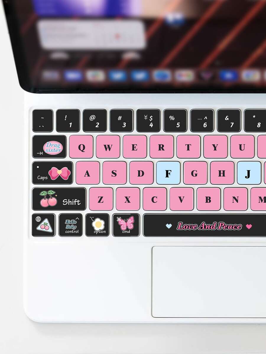 Butterfly Pattern Keyboard Sticker Compatible With iPad Pro 12 Inch Magic Keyboard - Multicolor - View 1