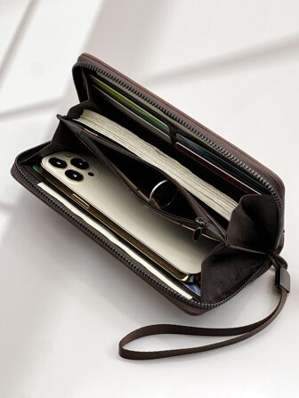 HOVI'S 时尚复古简约长款钱包商务办公通勤大容量多卡位手机钱包男女钱包商务休闲旅行必备品度假必备包男士包冬季棕色包复古校园运动生活男士钱包度假礼品包手拿包手提包