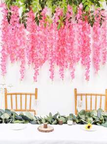12 Cái/bộ Hồng Wisteria Nhân Tạo Hoa Treo, Liễu Cây Nho Vòng Hoa, Dây Hoa Lụa Cho Tiệc Cưới Ngoài Trời & Trang Trí Nhà Cửa - Hồng - Xem 2