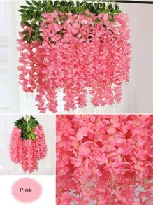 12 Cái/bộ Hồng Wisteria Nhân Tạo Hoa Treo, Liễu Cây Nho Vòng Hoa, Dây Hoa Lụa Cho Tiệc Cưới Ngoài Trời & Trang Trí Nhà Cửa - Hồng - Xem 5