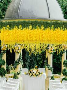 12入組黃色人造紫藤藤蔓,藤蔓和真絲繩索花花環適合婚禮,節日,花園,家庭裝飾