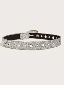 1 pieza Cinturón con pedrería Y2K para mujer, cinturón ancho estilo trending, moda europea y americana, brillante y personalizado para abrigos y vestidos en Hallowen, verano y escuela