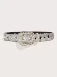 1 pieza Cinturón con pedrería Y2K para mujer, cinturón ancho estilo trending, moda europea y americana, brillante y personalizado para abrigos y vestidos en Hallowen, verano y escuela