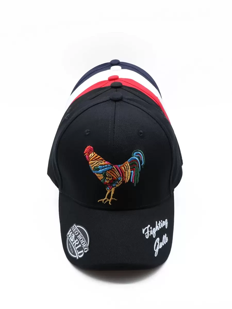 Paquete de 5 pzs de gorra con diseño bordado de Gallo de Pelea 2 - Multicolor - Ver 1