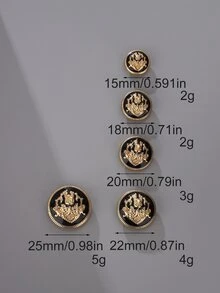 5枚/套不褪色金屬鈕扣，百搭夾克鈕扣，男女襯衫鈕扣，獅頭時尚牛仔褲，校服，槍黑色滴油模特工作服鈕扣 - 黑色 - 查看 2