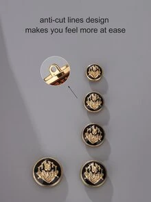 5枚/套不褪色金屬鈕扣，百搭夾克鈕扣，男女襯衫鈕扣，獅頭時尚牛仔褲，校服，槍黑色滴油模特工作服鈕扣 - 黑色 - 查看 4