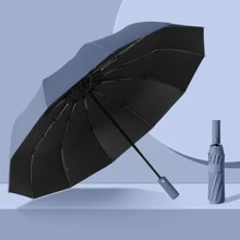 大尺寸全自動雨傘,雨&太陽兩用,12強化肋骨防風遮陽板合適的適合男士&簡約風&現代紫外線防護 - 霧霾藍 - 查看 1