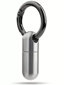 1 Miếng Thép không gỉ Vỏ thuốc Không thấm nước Móc chìa khóa Cho du lịch - Bạc - Xem 1