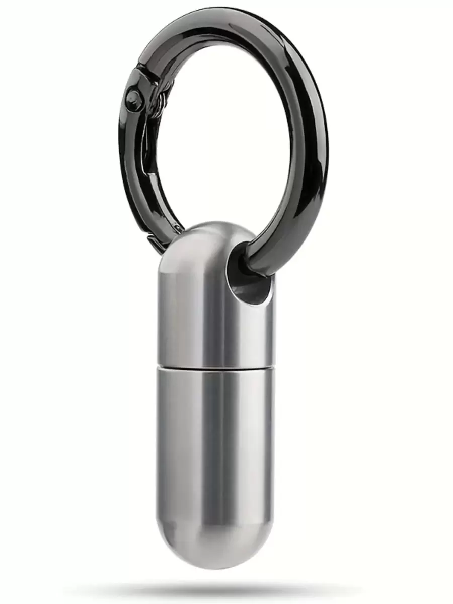 1 Miếng Thép không gỉ Vỏ thuốc Không thấm nước Móc chìa khóa Cho du lịch - Bạc - Xem 1