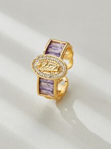 Nhẫn vàng San Jude Cristo có thể điều chỉnh màu hồng tím đơn giản thanh lịch - Màu tím - Xem 1