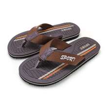 夏天流行男士乙烯-乙酸乙烯共聚物人字拖,輕便軟底防滑舒服的時尚海灘鞋 - 巧克力棕 - 查看 8