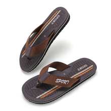 夏天流行男士乙烯-乙酸乙烯共聚物人字拖,輕便軟底防滑舒服的時尚海灘鞋 - 巧克力棕 - 查看 10