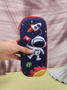 1pc Navy Blue 3d Astronaut Shaped Large Capacity Pencil Case,Back To School,School Supplies - Navy Blue - View 8