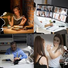 1pc Stainless Steel LED USB Reading Light, Modern White Eye Protection 48LED 3-color 360-rotation Clip On Reading Light For Reading - White - View 6