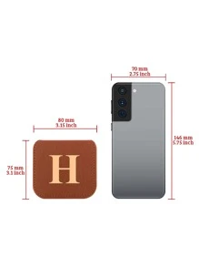 化妝鏡，1入組不銹鋼灰色帶燙印字母 H 理想安全化妝鏡桌面便攜式梳妝鏡禮物送給女士和女孩