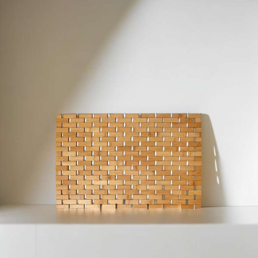 Tre tự nhiên Chống trượt Thảm nhà tắm , Dày lên Cây tre Chặn Tấm lót Đối với Phòng tắm - Màu vàng - Xem 1